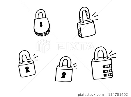 Hand drawn padlock doodle Hand drawn padlock doodle 134701402