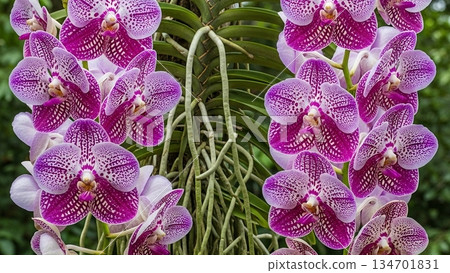 Purple Vanda Coerulea Orchid with Net Pattern 4K AI 134701831