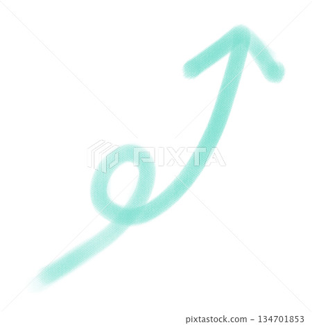 手繪水彩插圖,描繪了一個向上彎曲的箭頭。箭頭緩緩向上延伸,背景透明。 手繪水彩插圖,描繪了一個向上彎曲的箭頭。箭頭緩緩向上延伸,背景透明。 134701853