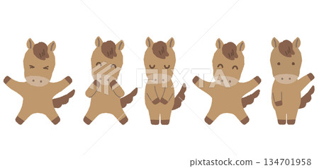 Cute 2-head-tall zodiac series - Year of the Horse/No main lines - Full body set with facial expressions and movement 134701958