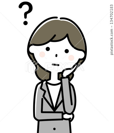 Hatena pose: Young woman in a suit wondering Hatena pose: Young woman in a suit wondering 134702183