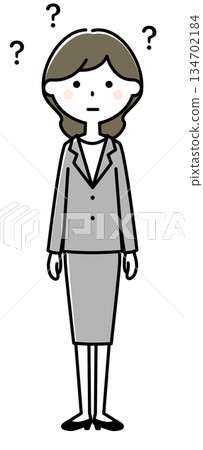 Hatena pose: Young woman in a suit wondering Hatena pose: Young woman in a suit wondering 134702184