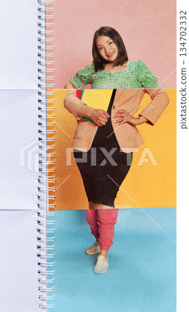 Full body abstract collage symbolizing career transformation. Full body abstract collage symbolizing career transformation. 134702332