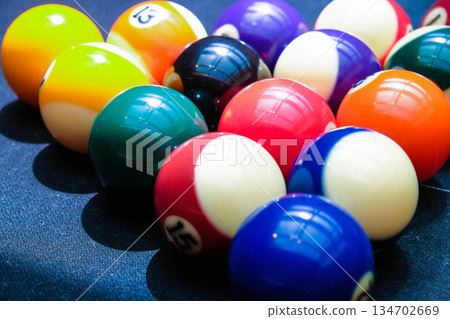 Billiard balls on the table Billiard balls on the table 134702669