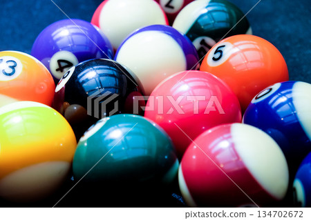 Billiard balls on the table Billiard balls on the table 134702672