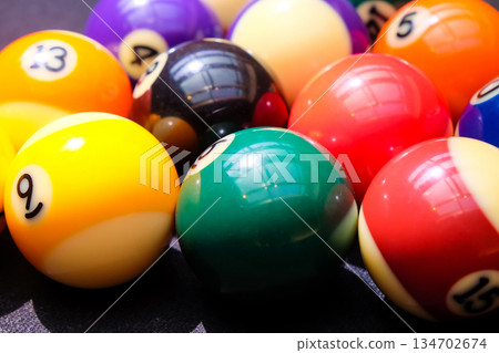 Billiard balls on the table Billiard balls on the table 134702674