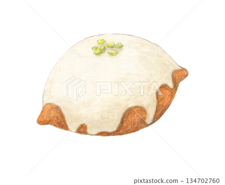 Lemon cake watercolor pencil illustration 134702760