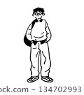 Man looking up line drawing vector 134702993