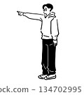 Pointing man line drawing vector 134702995