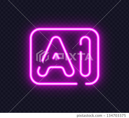 Pink neon AI sign in modern vector style, perfect for technology projects and digital innovation visuals. Bright glow highlights futuristic themes clearly. Pink neon AI sign in modern vector style, perfect for technology projects and digital innovation visuals. Bright glow highlights futuristic themes clearly. 134703375
