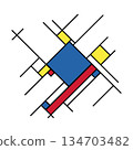 Geometric abstraction in neoplasticism style with red, yellow and blue elements. Eps 10 134703482