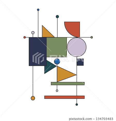 Abstract geometric composition in Bauhaus style with multicolored shapes. Eps 10 Abstract geometric composition in Bauhaus style with multicolored shapes. Eps 10 134703483