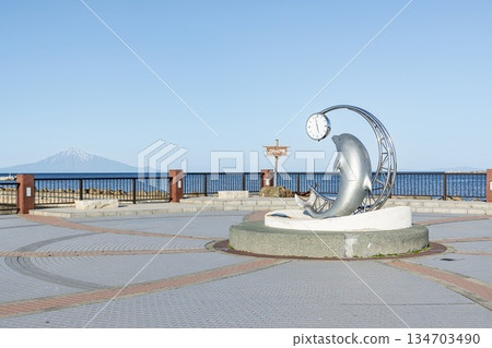 Esandomari Fishing Port Park at Cape Noshappu in Wakkanai, Hokkaido, with Rishiri Island in the background 134703490
