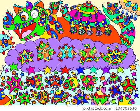 A dragon that makes stars fall from the clouds 134703530