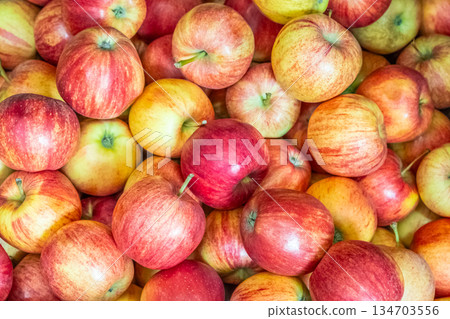 Organic Healthy Red apples, concept of fresh and healthy food 134703556