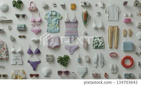 Various swimsuits on a white background 134703642