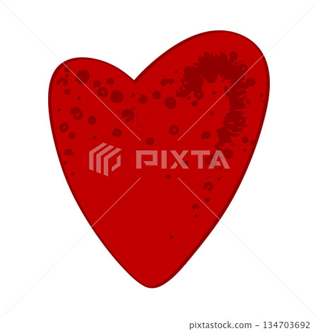 Spotted red Valentine heart on white background. Vector isolated illustration Spotted red Valentine heart on white background. Vector isolated illustration 134703692