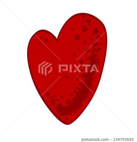 Spotted red Valentine heart on white background. Vector isolated illustration Spotted red Valentine heart on white background. Vector isolated illustration 134703693