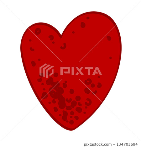Spotted red Valentine heart on white background. Vector isolated illustration Spotted red Valentine heart on white background. Vector isolated illustration 134703694