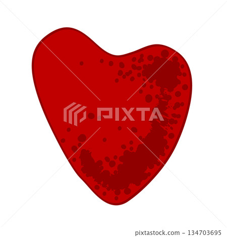 Spotted red Valentine heart on white background. Vector isolated illustration 134703695