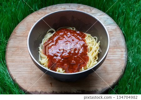 Italian pasta Typical Italian dish pasta (spaghetti) 134704982