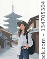 Young woman traveling in Kyoto 134705304