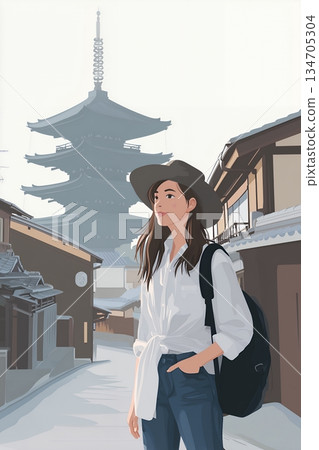 Young woman traveling in Kyoto 134705304