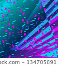 Festive abstract background with confetti vector illustration. Neon Blue Pink gradient geometric pattern. Trendy modern graphic design for Cover Banner Backdrop Poster Flyer Party Decor Template Event 134705691