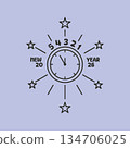 New Year Countdown Clock Vector Line Design 134706025