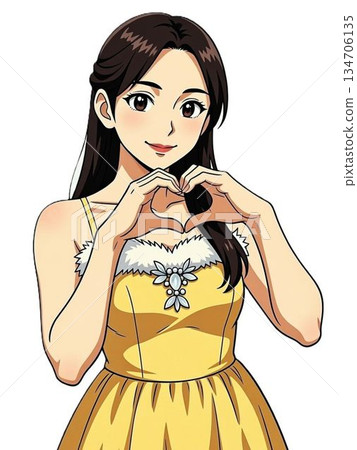 Woman in yellow dress 134706135