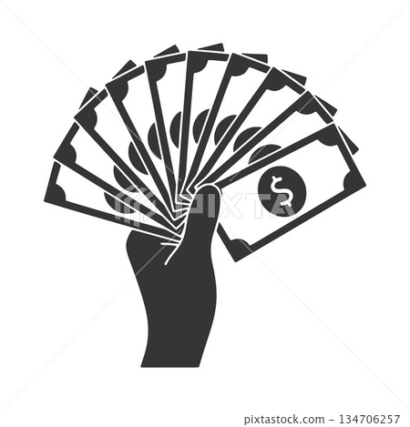 Silhouette icon of a hand holding a banknote Silhouette icon of a hand holding a banknote 134706257