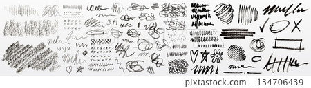 Crayon and ink scribble line collection Crayon and ink scribble line collection 134706439