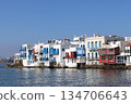 Mykonos Little Venice and the white houses of the Aegean Sea 134706643