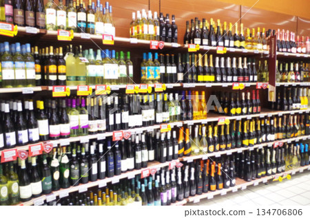 Supermarket alcohol section wine section alcohol Supermarket alcohol section wine section alcohol 134706806