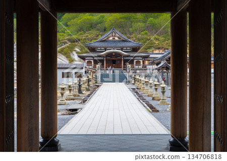 The approach to Mount Osore Bodaiji Temple, one of Japan's three major sacred sites The approach to Mount Osore Bodaiji Temple, one of Japan's three major sacred sites 134706818