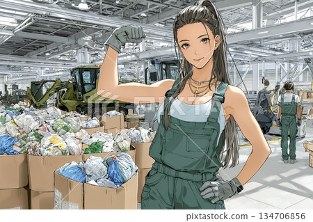 回收廠的女工們揮拳慶祝她們的成功 134706856