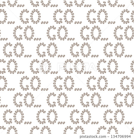 Letters GO and three dots made of Outline Coffee Beans Seamless pattern Coffee Grains Backdrop idea. Isolated Vector illustration Coffee Day or Media post Background Banner, leaflet, label, price tag 134706994