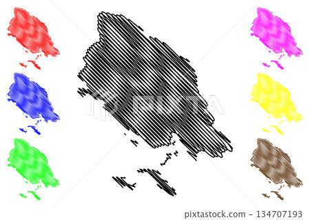 Mussau island (New Guinea, Pacific Ocean, Bismarck Archipelago, St Matthias Islands) map vector illustration, scribble sketch Mussau, Eloaua and Emananus map 134707193