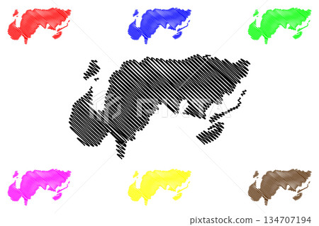 Nendo, Malo and Nibanga island (Solomon Islands, Pacific Ocean, Santa Cruz Islands) map vector illustration, scribble sketch Nendo, Ndeni, Nitendi or Ndende map 134707194