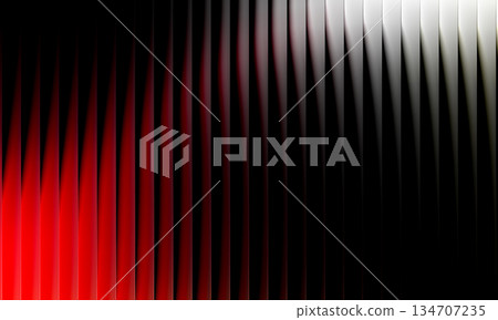 Neon ripple glass gradient in red, white and black tones. Ribbed distortion futuristic abstract background. Neon ripple glass gradient in red, white and black tones. Ribbed distortion futuristic abstract background. 134707235