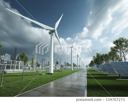 利用風能和太陽能發電在城市地區建造清潔能源基礎設施 134707271