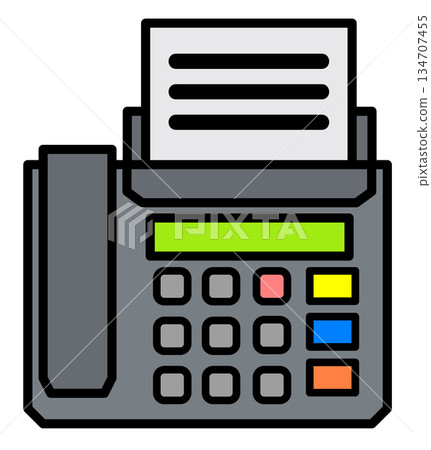 Illustration of a convenient fax machine that can be used to make calls and send and receive documents 134707455