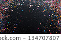 Sparkling Celebration: Confetti on Black Background 134707807
