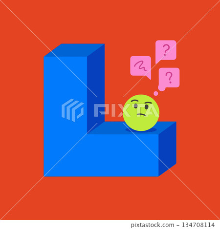 Confused Emoji on Blue L-Shape Confused Emoji on Blue L-Shape 134708114
