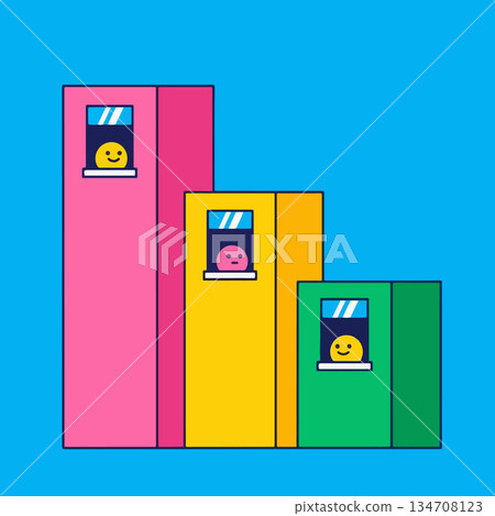 Colorful Buildings with Smiley Faces 134708123