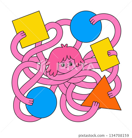 Geometric Octopus Character Geometric Octopus Character 134708159