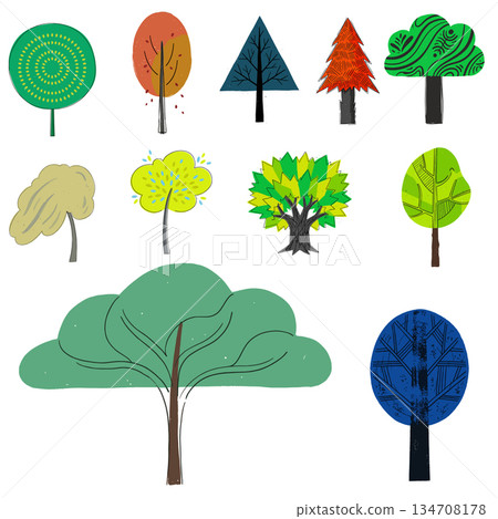 Stylized Tree Illustrations Stylized Tree Illustrations 134708178