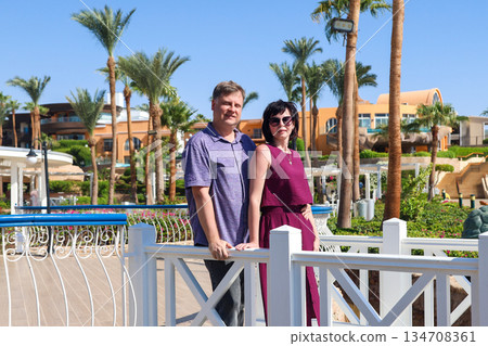A beautiful mature man and woman at a resort in Egypt 134708361