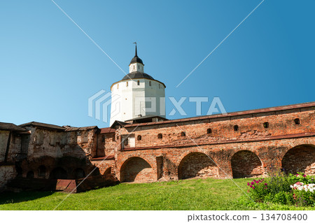 Ancient walls and watchtowers of the Kirillo-Belozersky Monastery (Russia). Ancient walls and watchtowers of the Kirillo-Belozersky Monastery (Russia). 134708400
