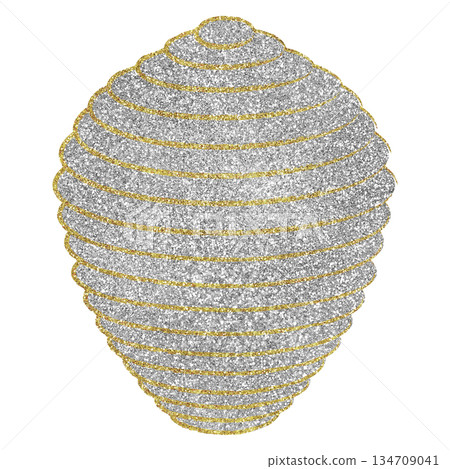 Illustration material Beehive Bee Silver Gold 134709041